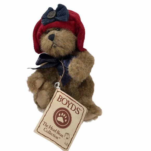 Vintage Boyd's Bear Small Brown Red Corduroy Hat - Picture 2 of 6